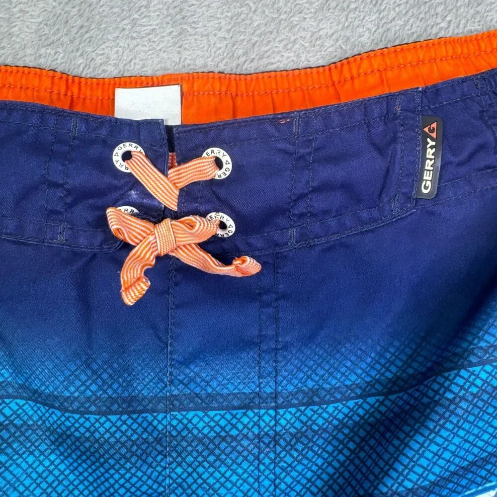 Gerry Swim Trunks Shorts Boys XL 18/20 Multi Sharks Print Lace Up Beach Wear